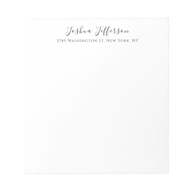 Classical Professional Creative Plain Black White Notepad (Front)