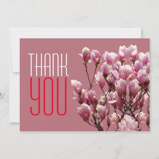 Classical Professional Floral Rose Gold Thank You Card (Front)