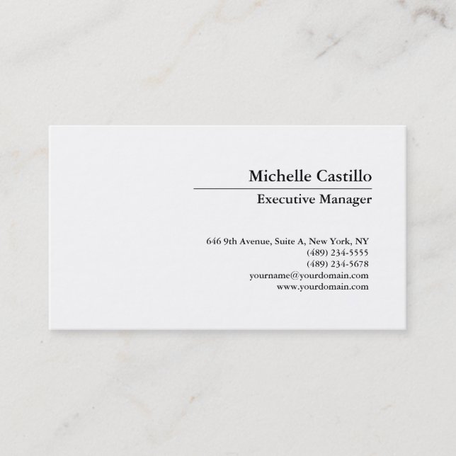 Classical Professional Own Name Information Simple Business Card (Front)