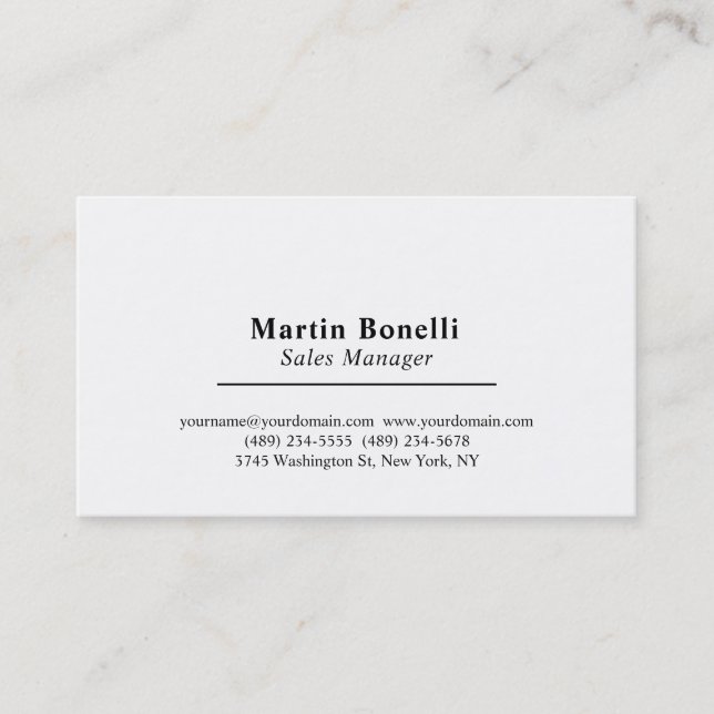 Classical Professional Own Name Information Simple Business Card (Front)