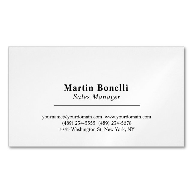 Classical Professional Own Name Information Simple Business Card Magnet (Front)