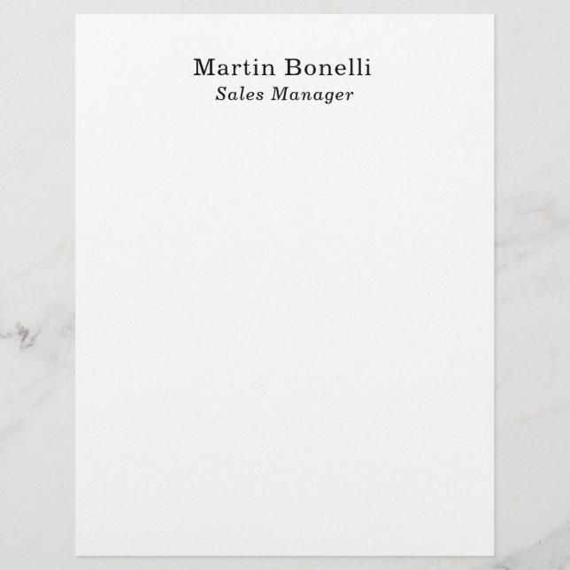 Classical Professional Own Name Information Simple Letterhead (Front)