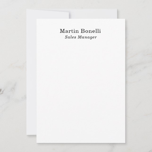 Classical Professional Own Name Information Simple Note Card (Front)