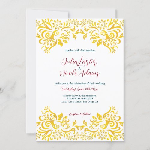 Classical Radiant Motif Vibes Gold Ornate Wedding Invitation