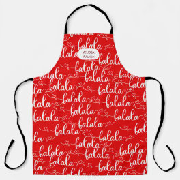 classical red Christmas holiday monogram apron