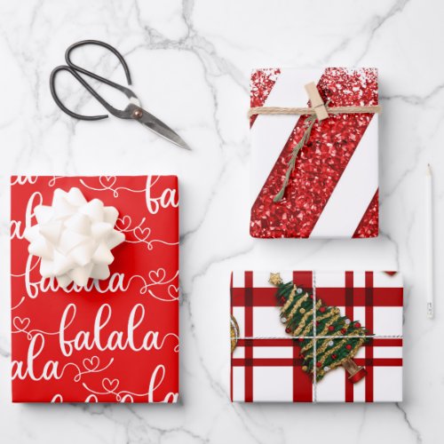 Classical Red Christmas Holiday  Wrapping Paper Sheets