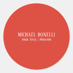 Classical Red Color Elegant Serif Font Minimalist Classic Round Sticker