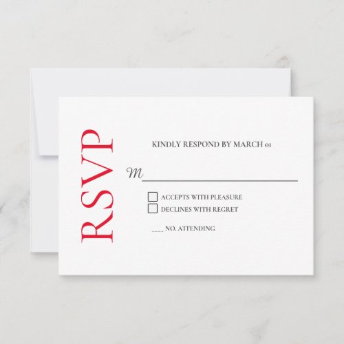 Classical Red White Wedding RSVP Response Reply