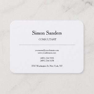 Classical Retro Plain Simple Minimalist White Business Card