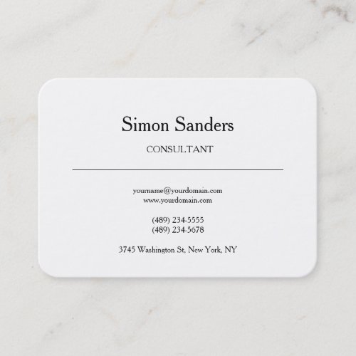 Classical Retro Plain Simple Minimalist White Business Card