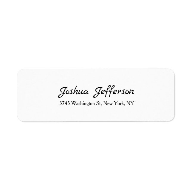 Classical Script Creative Plain Black & White Label (Front)
