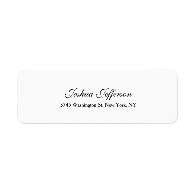 Classical Script Creative Plain Black & White Label (Front)