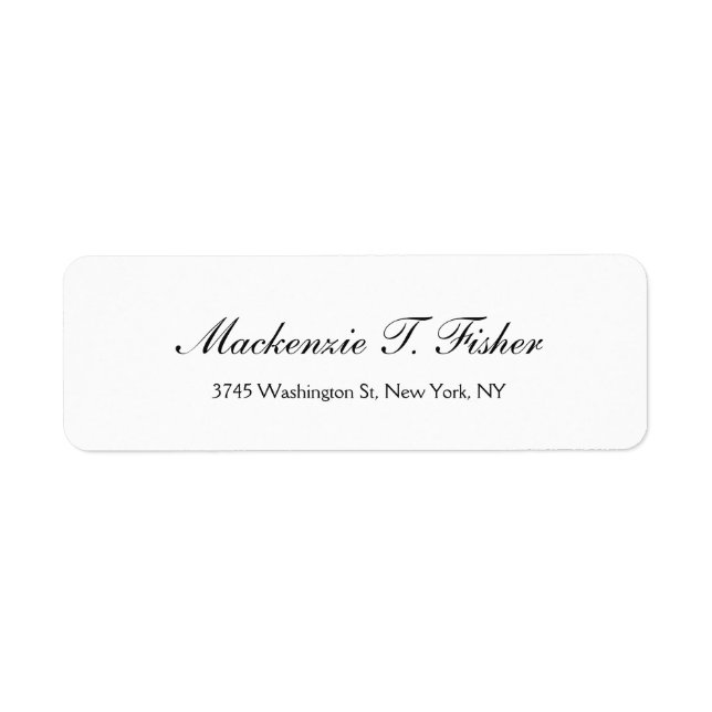 Classical Script Elegant Plain Simple White Label (Front)