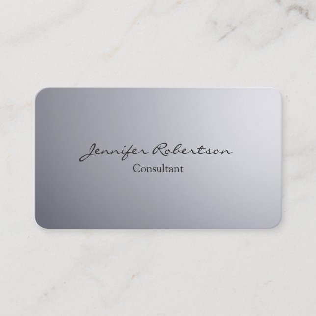 Classical Simple Grey Plain Unique Business Card (Front)