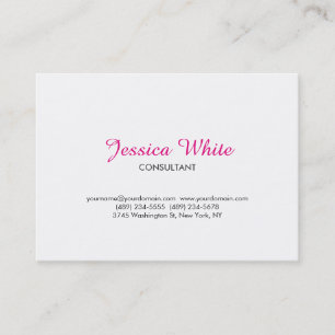 Classical Simple Minimalist Pink White Feminine Business Card