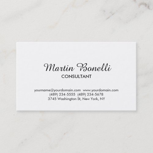 Classical Simple Minimalist White Business Card