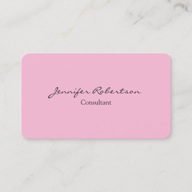 Classical Simple Pink Plain Unique Business Card (Front)