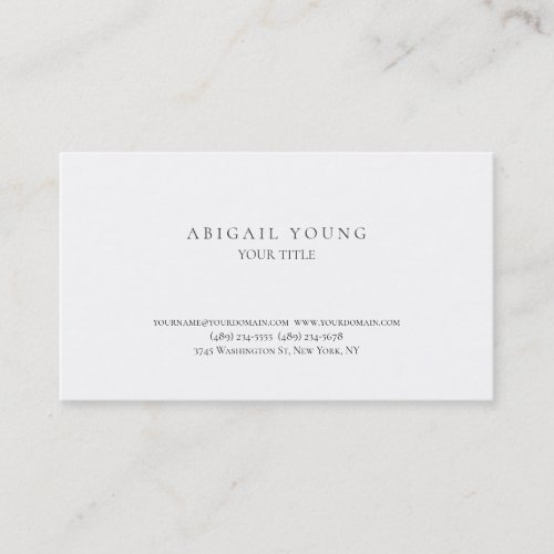 Classical Simple Plain Minimalist Professional Business Card