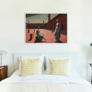 Classical Statues in a Surreal Courtyard Acrylic Print