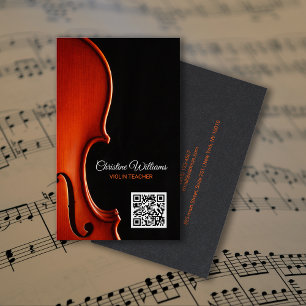 Classical String Music Teacher Professional QRcode Business Card