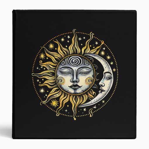 Classical style Sun&amp;Moon&amp;Star Divination Astrology 3 Ring Binder | Zazzle