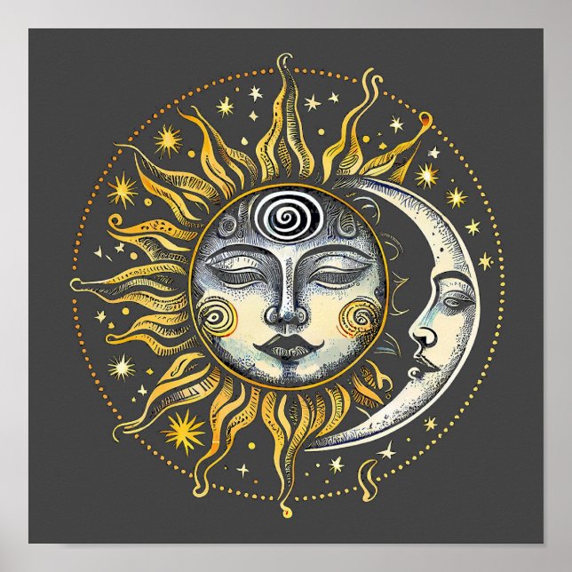 Classical style Sun&Moon&Star Divination Astrology Poster (Front)