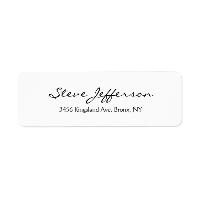Classical Stylish Elegant Script Plain Black White Label (Front)