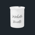 Classical Stylish Script Add Your Name Plain Beverage Pitcher<br><div class="desc">This design,  which will give people confidence,  is simple and plain,  but at the same time will attract all the attention,  is just for you.</div>