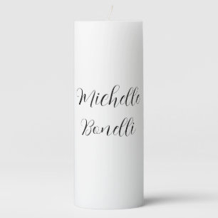 Classical Stylish Script Add Your Name Plain Pillar Candle