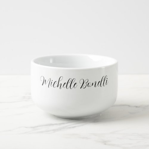 Classical Stylish Script Add Your Name Plain Soup Mug