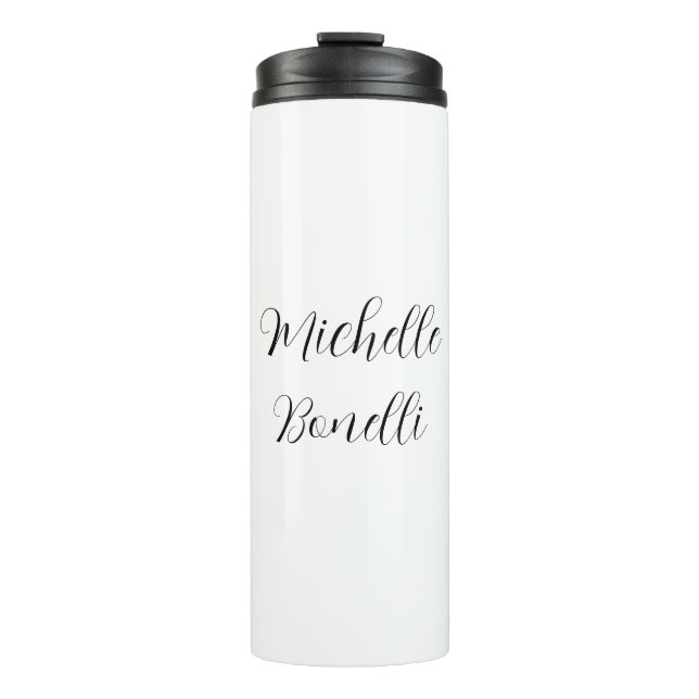 Classical Stylish Script Add Your Name Plain Thermal Tumbler (Front)
