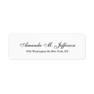 Classical Stylish Script Elegant Black White Label