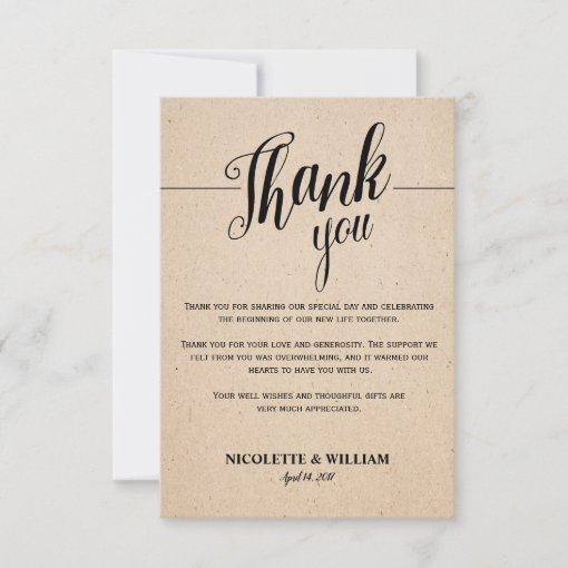 CLASSICAL THANK YOU CARD - KRAFT PAPER | Zazzle