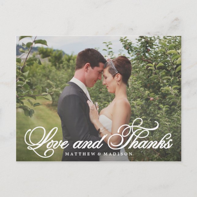 Classical Thank You Wedding Overlay Postcard (Front)