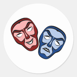Comedy And Tragedy Mask Classic Round Sticker