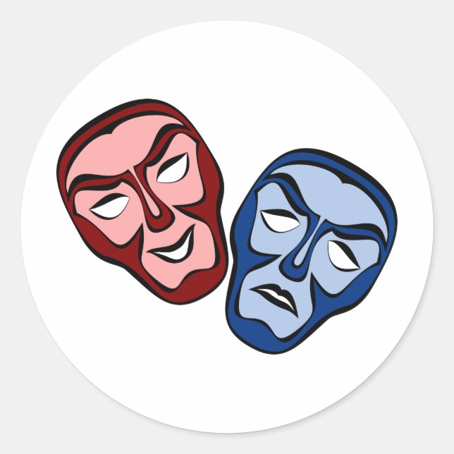 Classical Theater Face Masks Classic Round Sticker (Front)