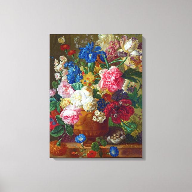 Classical Vintage Flowers Art Painting Canvas Print (Front)