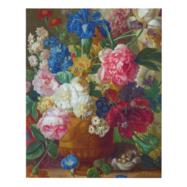 Classical Vintage Flowers Art Painting Faux Canvas Print (Front)