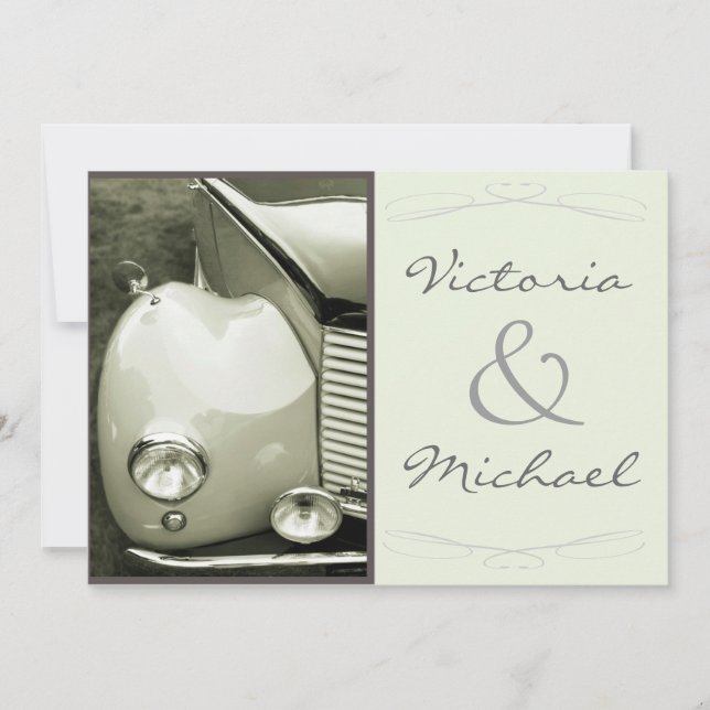 Classical Vintage Motor Wedding Invitation (Front)