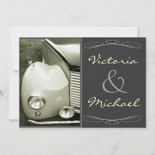Classical Vintage Motor Wedding Invitation