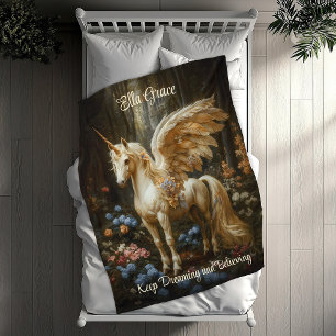 Classical Vintage Pegasus Winged Horse Unicorn Fleece Blanket
