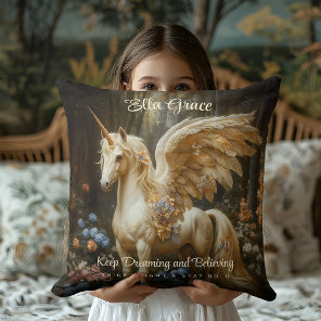 Classical Vintage Pegasus Winged Horse Unicorn Throw Pillow
