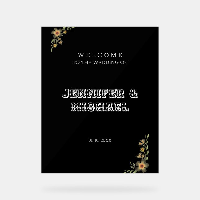 Classical Vintage Wedding Welcome  Acrylic Sign (Front)
