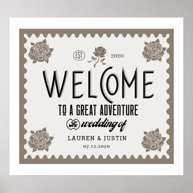 classical vintage wedding welcome sign (Front)