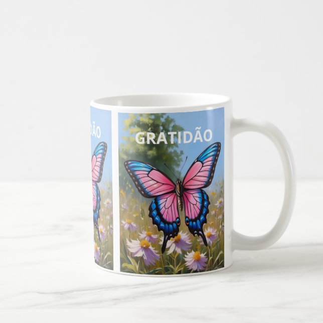 Classical white butterfly coffee mug (Right)