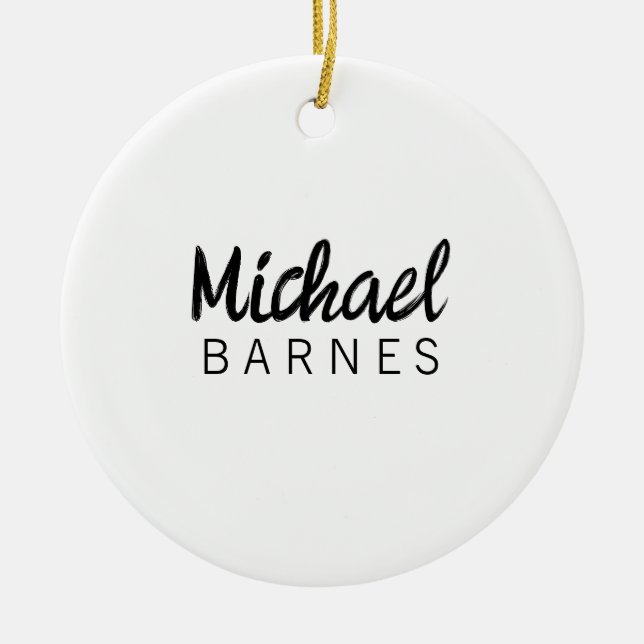 Classical White Minimalist Plain Elegant Ceramic Ornament (Front)