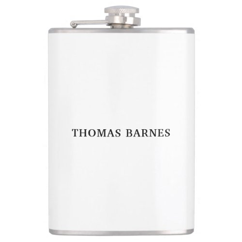 Classical White Minimalist Plain Elegant Flask