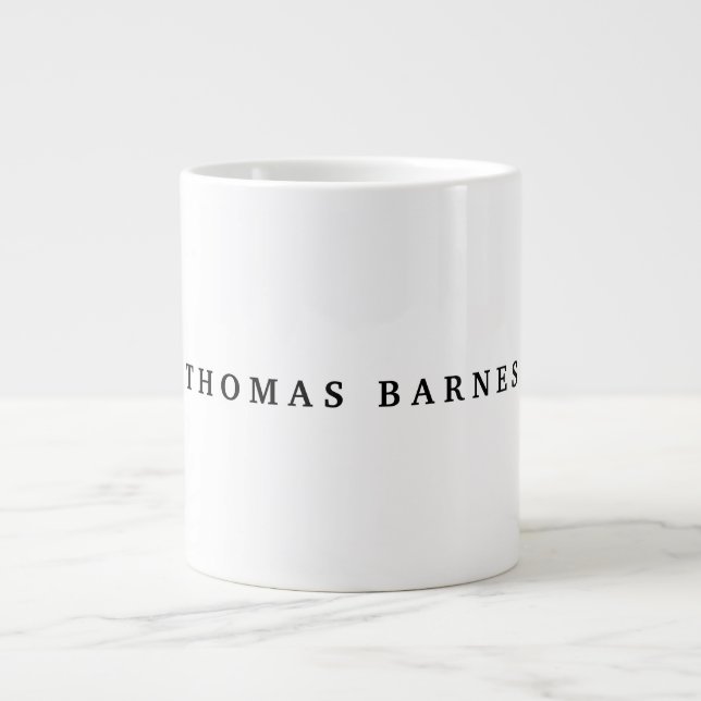 Classical White Minimalist Plain Elegant Giant Coffee Mug (Front)