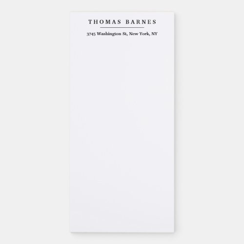 Classical White Minimalist Plain Elegant Magnetic Notepad