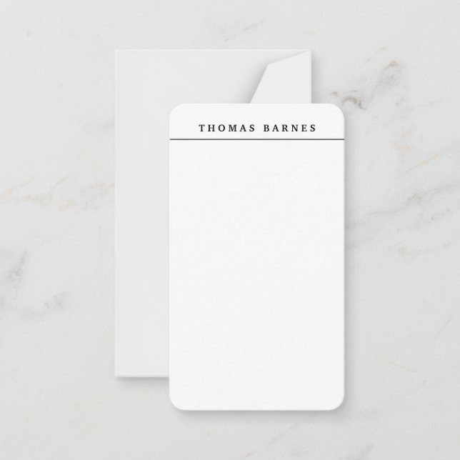 Classical White Minimalist Plain Elegant Note Card (Front)